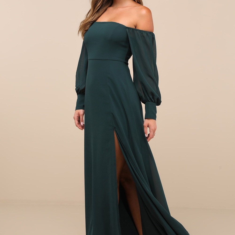 Elegant Green Off-Shoulder Dress